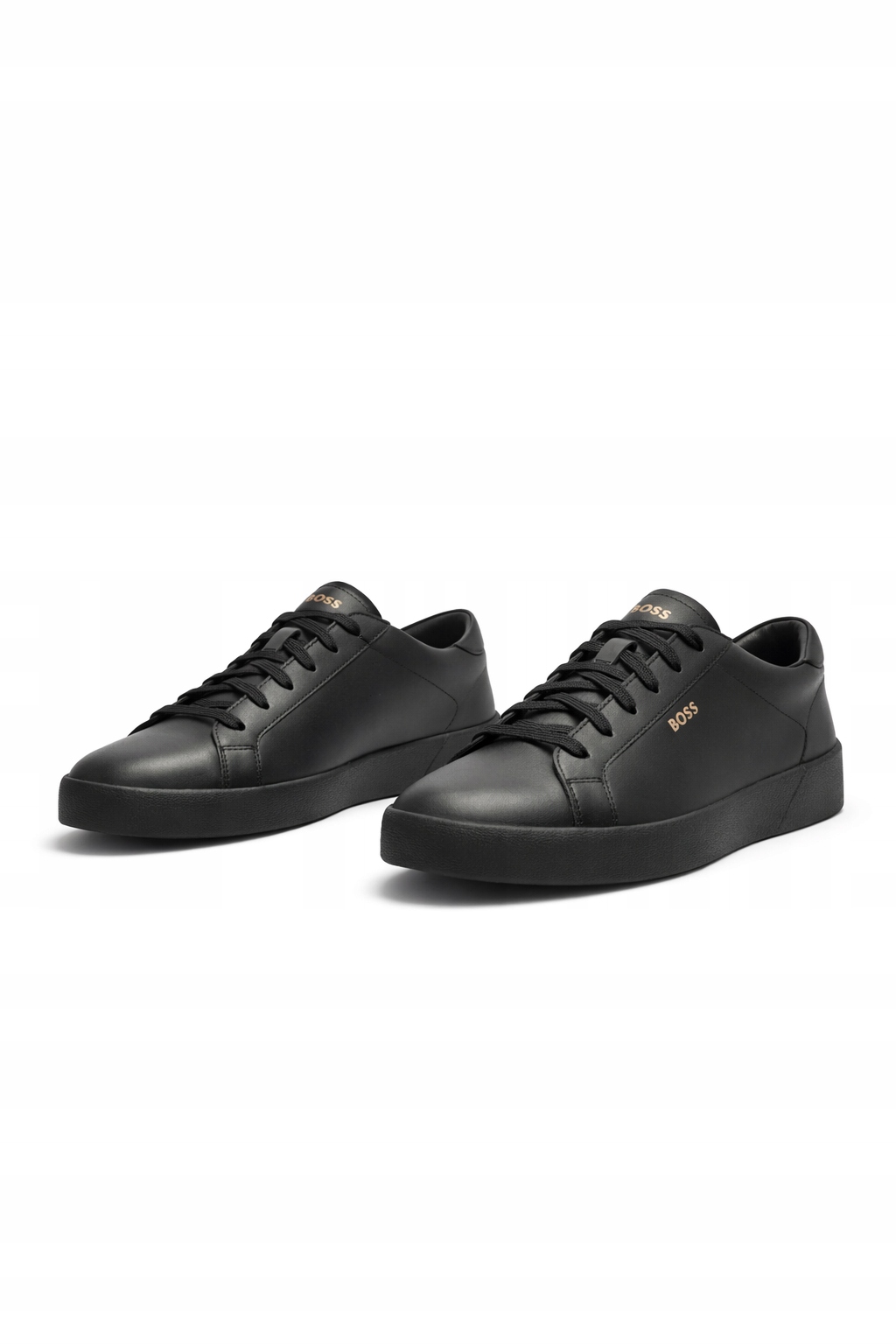 Boss Černé Kožené Sportovní Pánské Boty Se Zlatým Nápisem 45 I4C