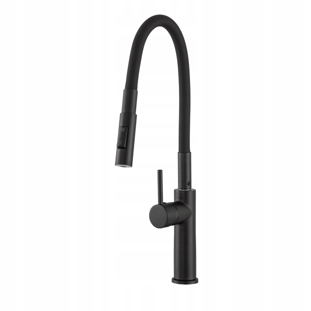 Full New Černá Kuchyňská Baterie S ohebnou Výpustí Gamma
