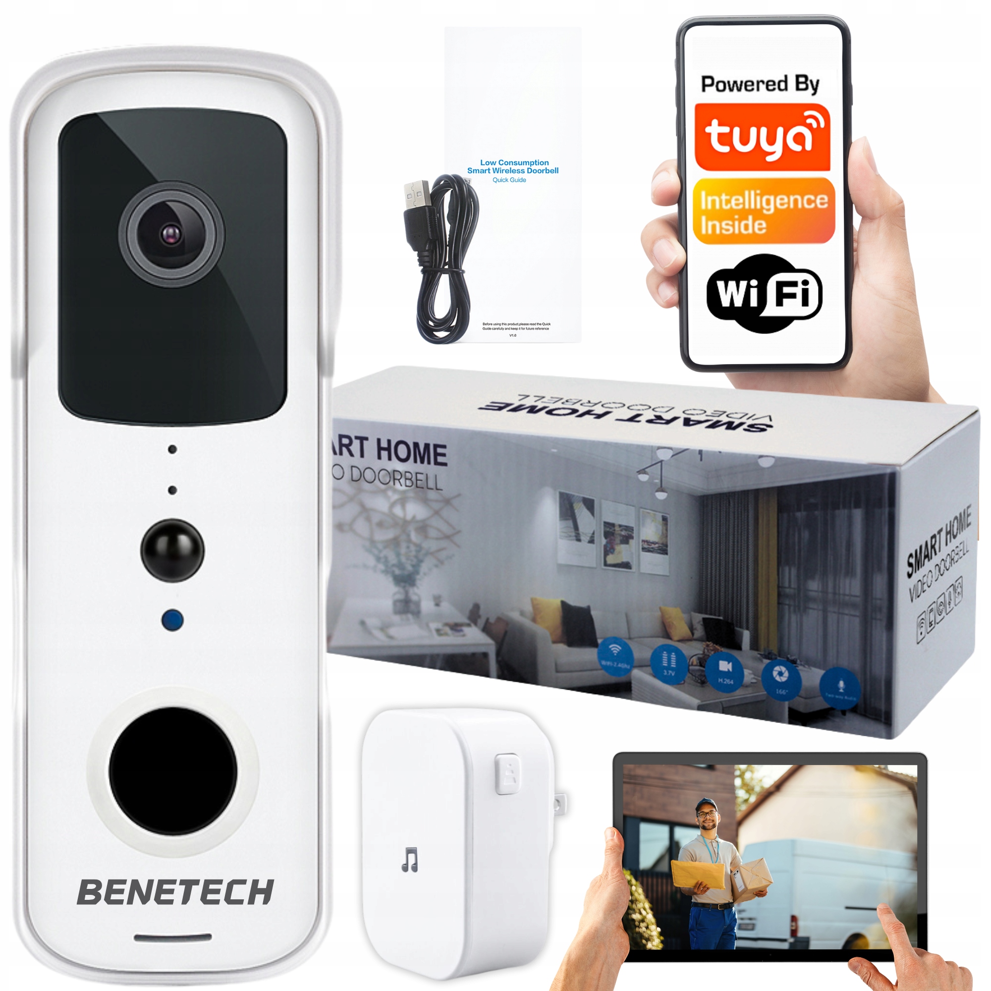 Bezdrôtový Videovrátnik S Full Hd Kamerou Zvonček Tuya Benetech