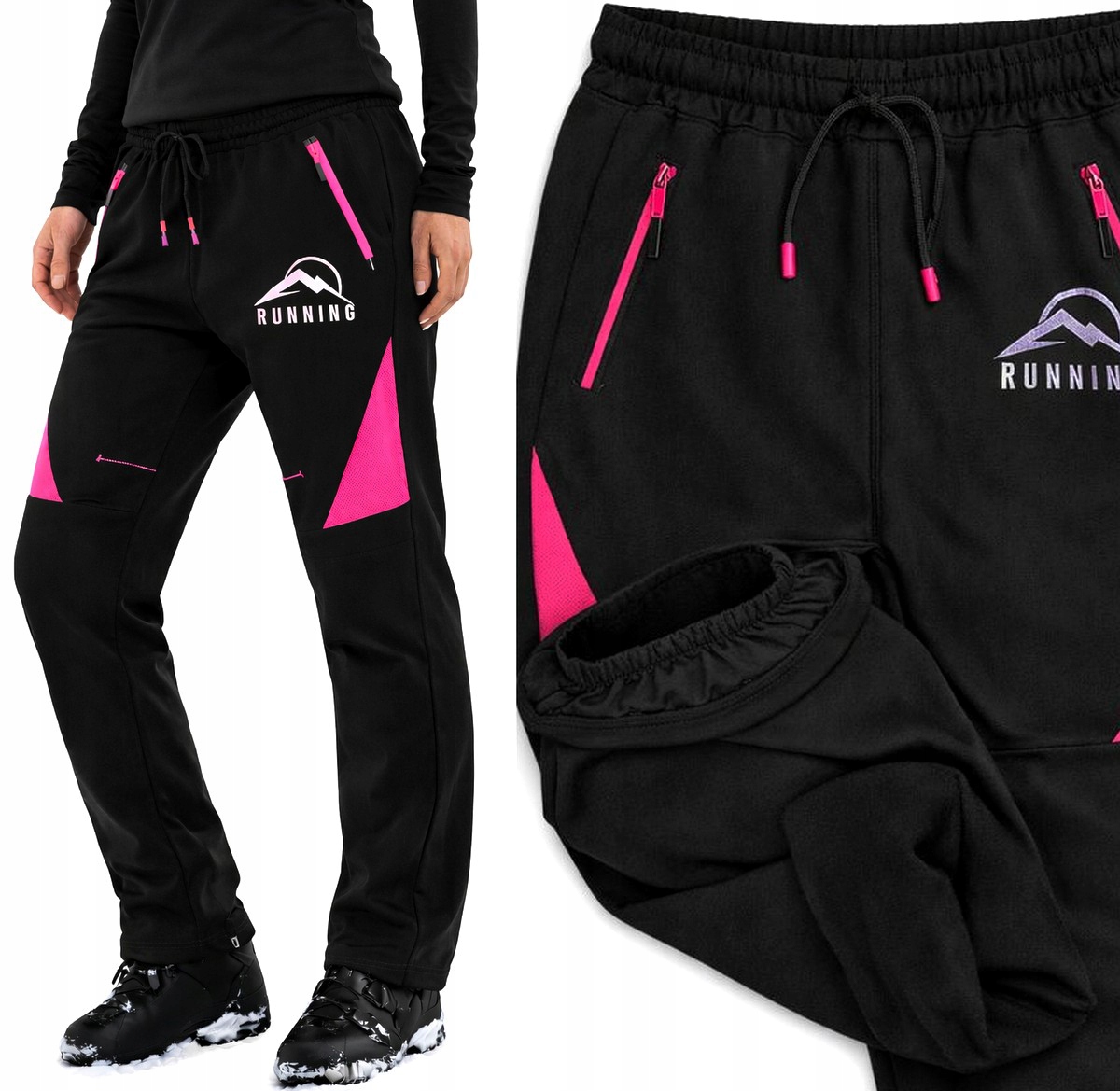 Hold Hands Zimowe Spodnie Ocieplane Softshell Czarne Running L