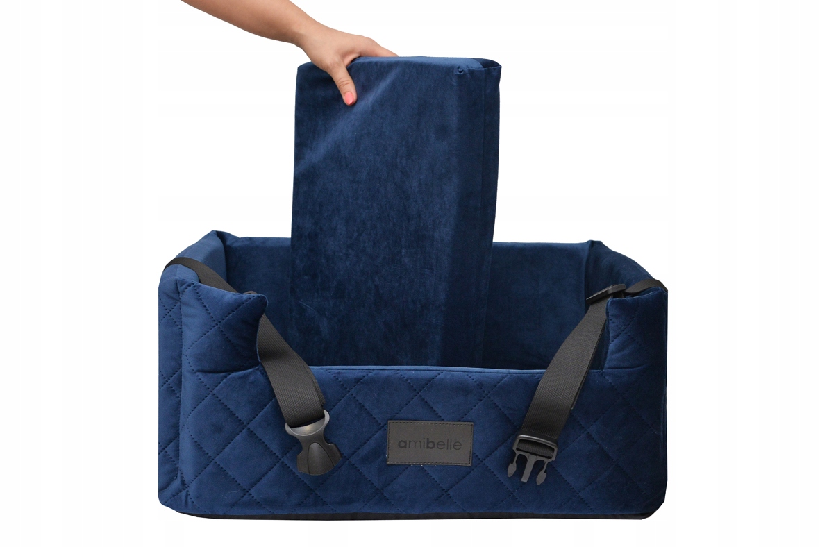 Fotelik samochodowy dla psa Molly Velvet Memory niebieski L-Zdjęcie-0