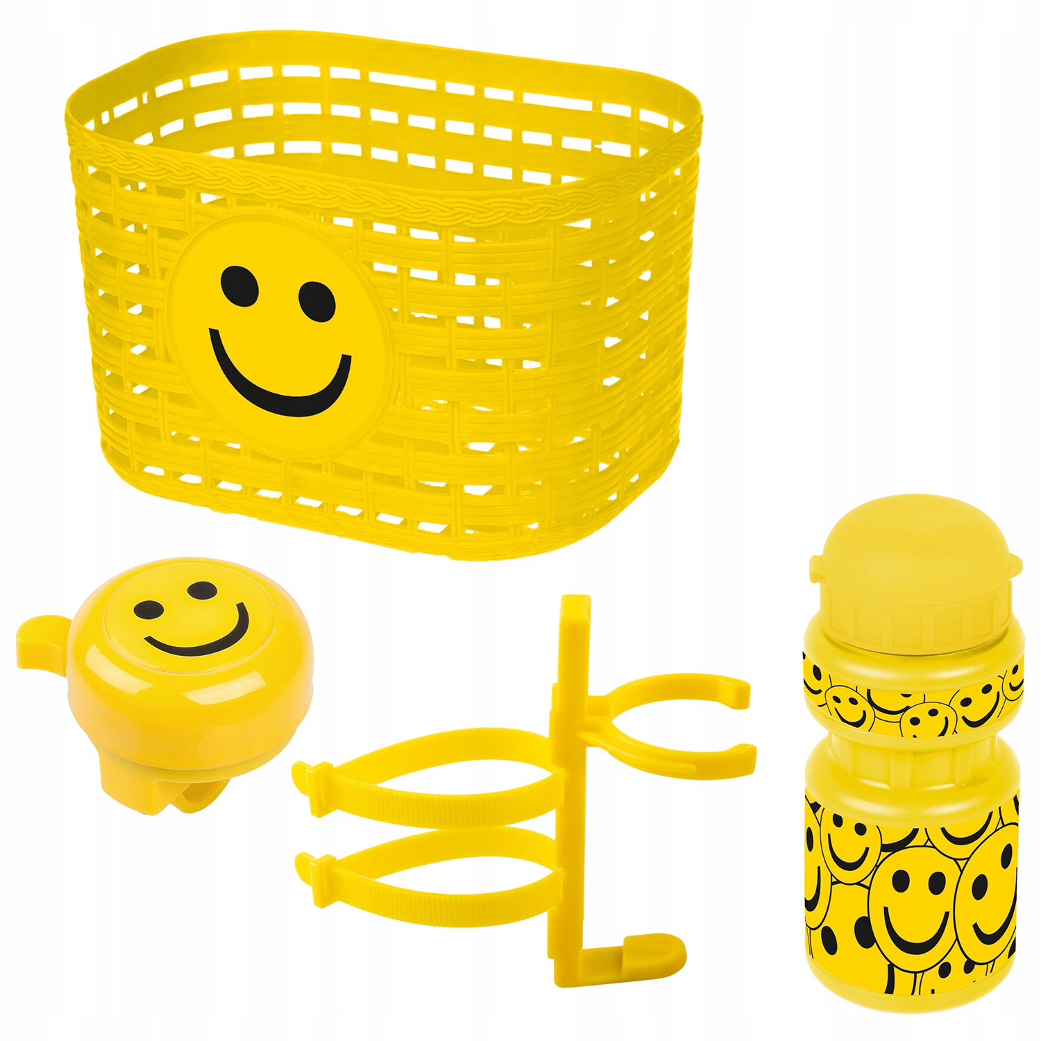 

zestaw Ms Smile uśmiech kosz dzwonek bidon żółty