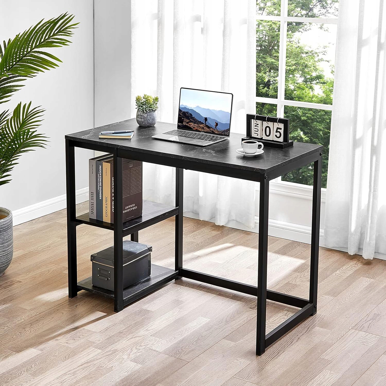 METALOWE BIURKO GAMINGOWE KOMPUTEROWE LOFTOWE 2 PÓŁKI 120CM GEPARDI MARMUR Wysokość mebla 76 cm