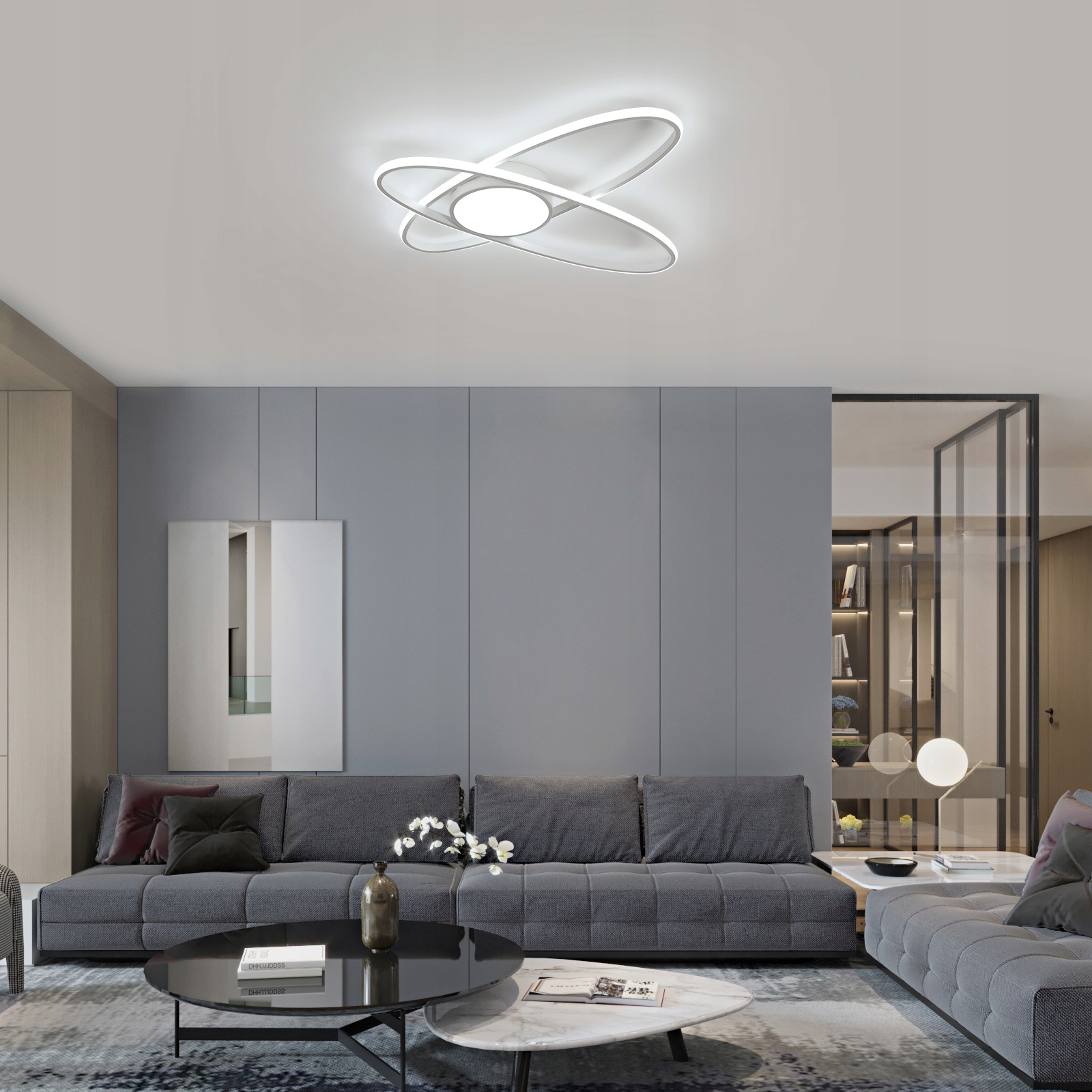 ŚCIEMNIALNA LAMPA SUFITOWA LED LAMPA PLAFON BIAŁY RING PILOT DO SALONU 40W Rodzaj gwintu zintegrowane źródło LED