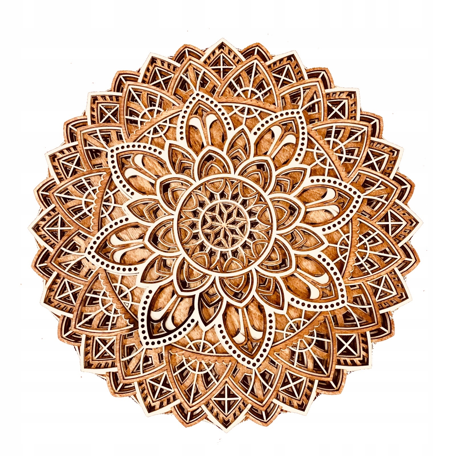 Mandala dřevo 8 vrstev 3D dekorace na zeď