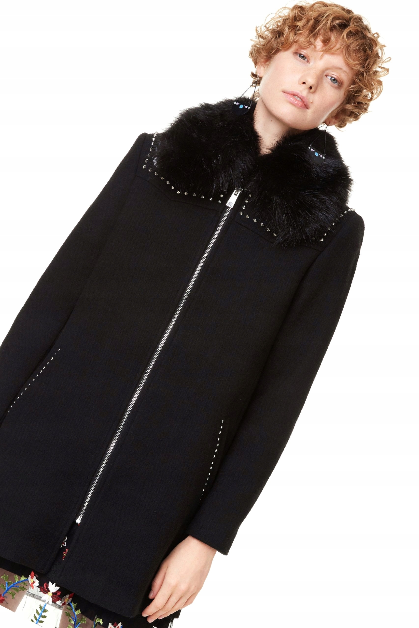 Kabát s odnímatelným límcem černý Desigual 40