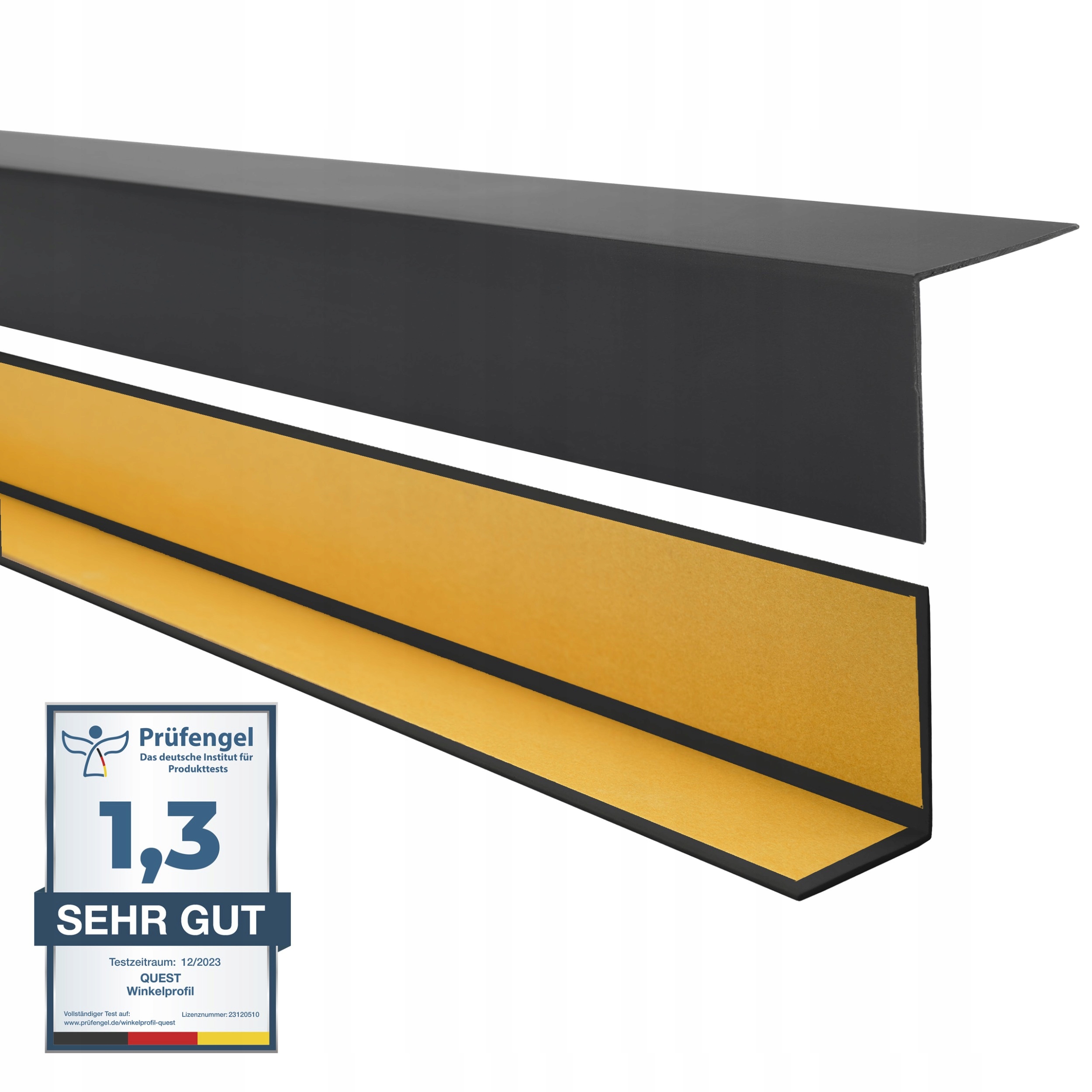 Tvrdý uholník Pvc, uhlový profil, samolepiaci, čierny, 25x25 mm, 100 cm