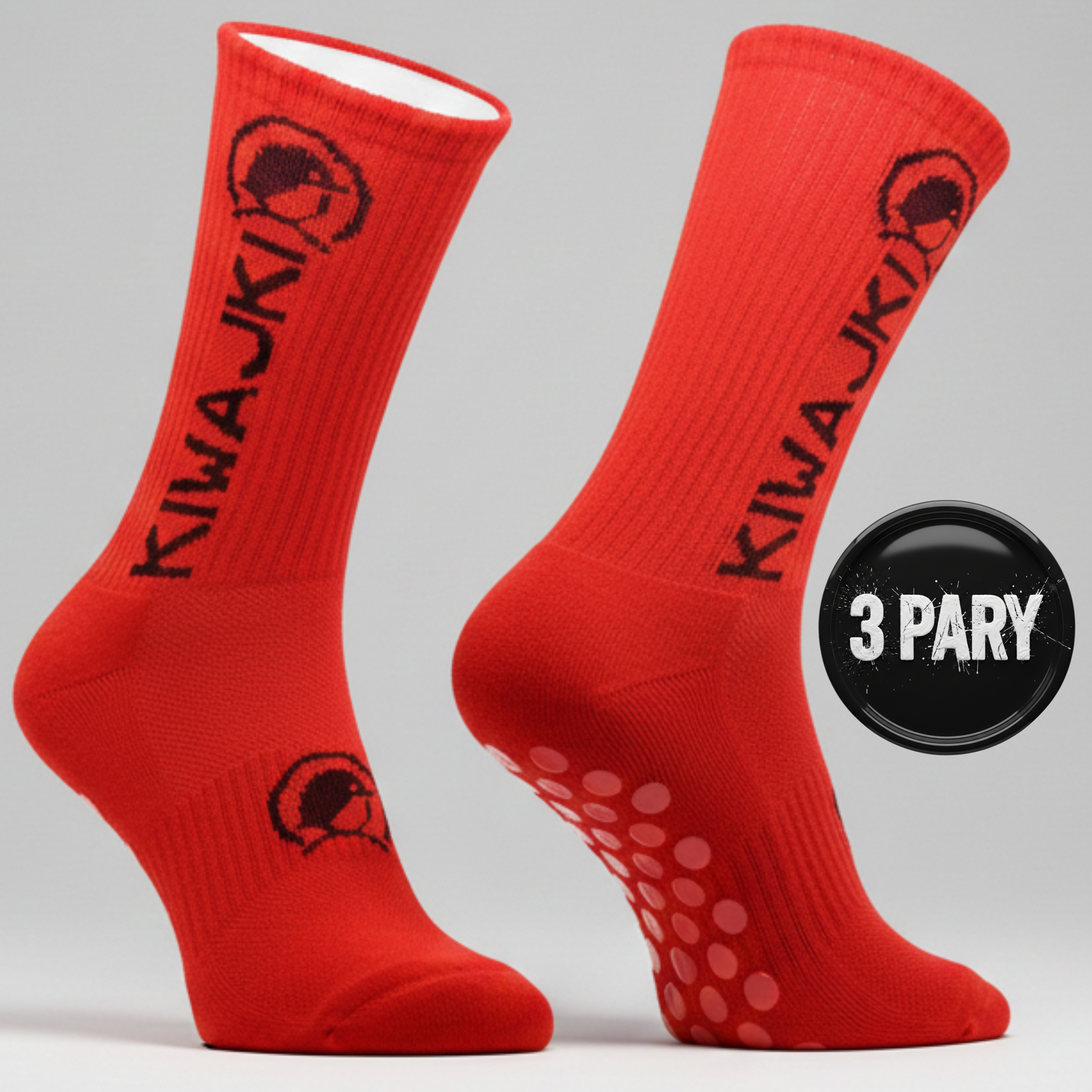 Skarpety Piłkarskie Grip Antypoślizgowe Pro 46-49 Czerwone Kiwajki 3 Pary