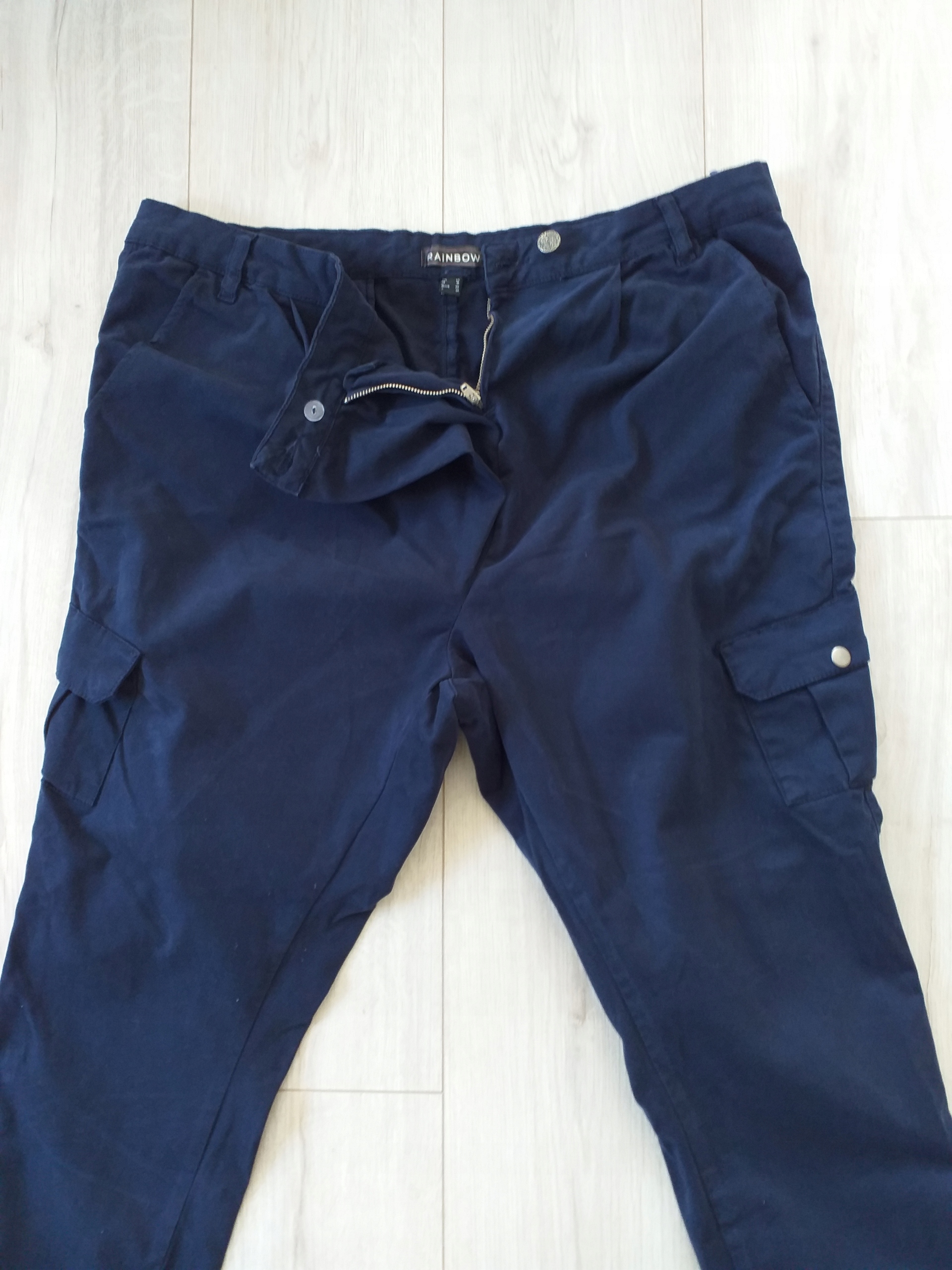 Spodnie granatowe baggy haremki Bonprix 44 XXL Kolor wielokolorowy