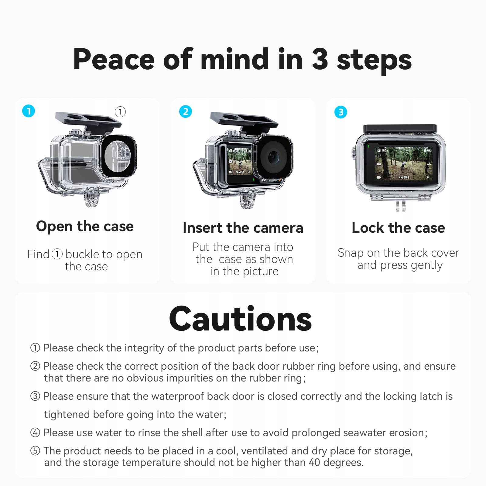 TELESIN Obudowa Wodoodporna Do DJI Osmo Action 5 Pro 4/3 Nurkowanie 45m — miniatura 5