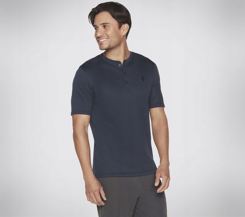 Tričko pánské Skechers Goknit Pique Short Sleeve Henley tmavě modré MTO79