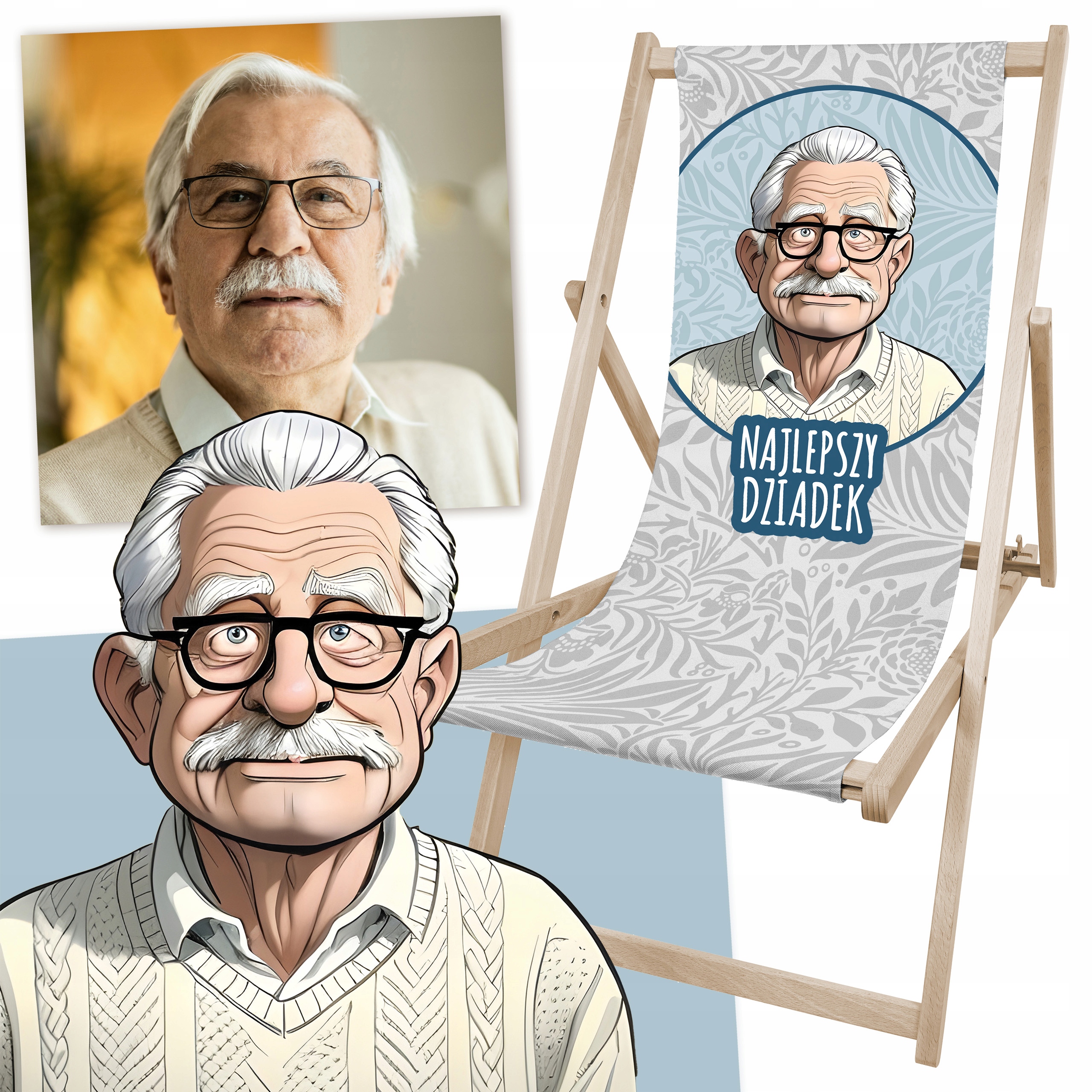 Zahradní Lehátko Dárek Ke Dni Dědečka S Vlastním Potiskem Karikatura