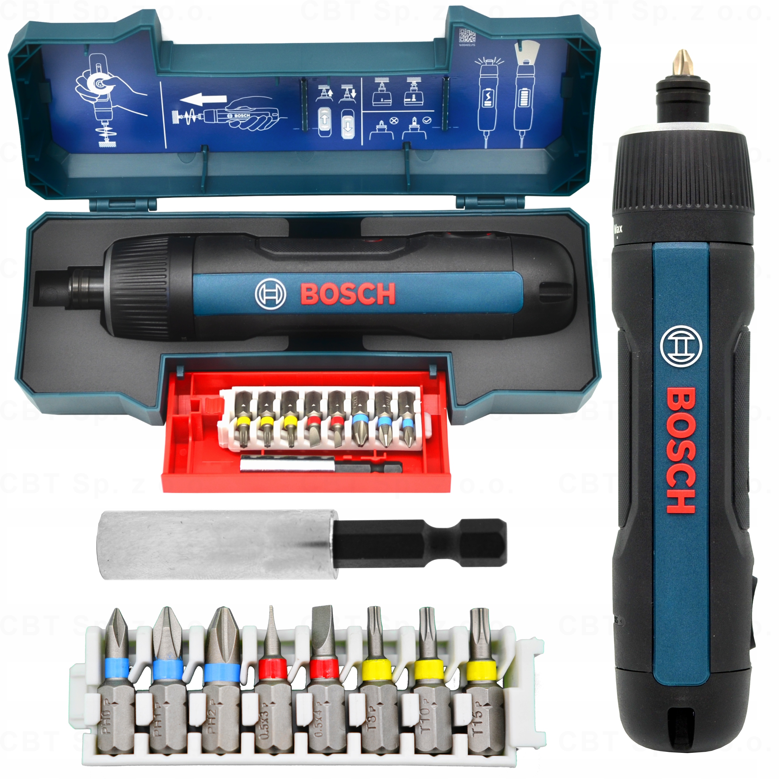 Wkrętak Śrubokręt Elektryczny Akumulatorowy Led 3.6V 9 Bitów Walizka Bosch