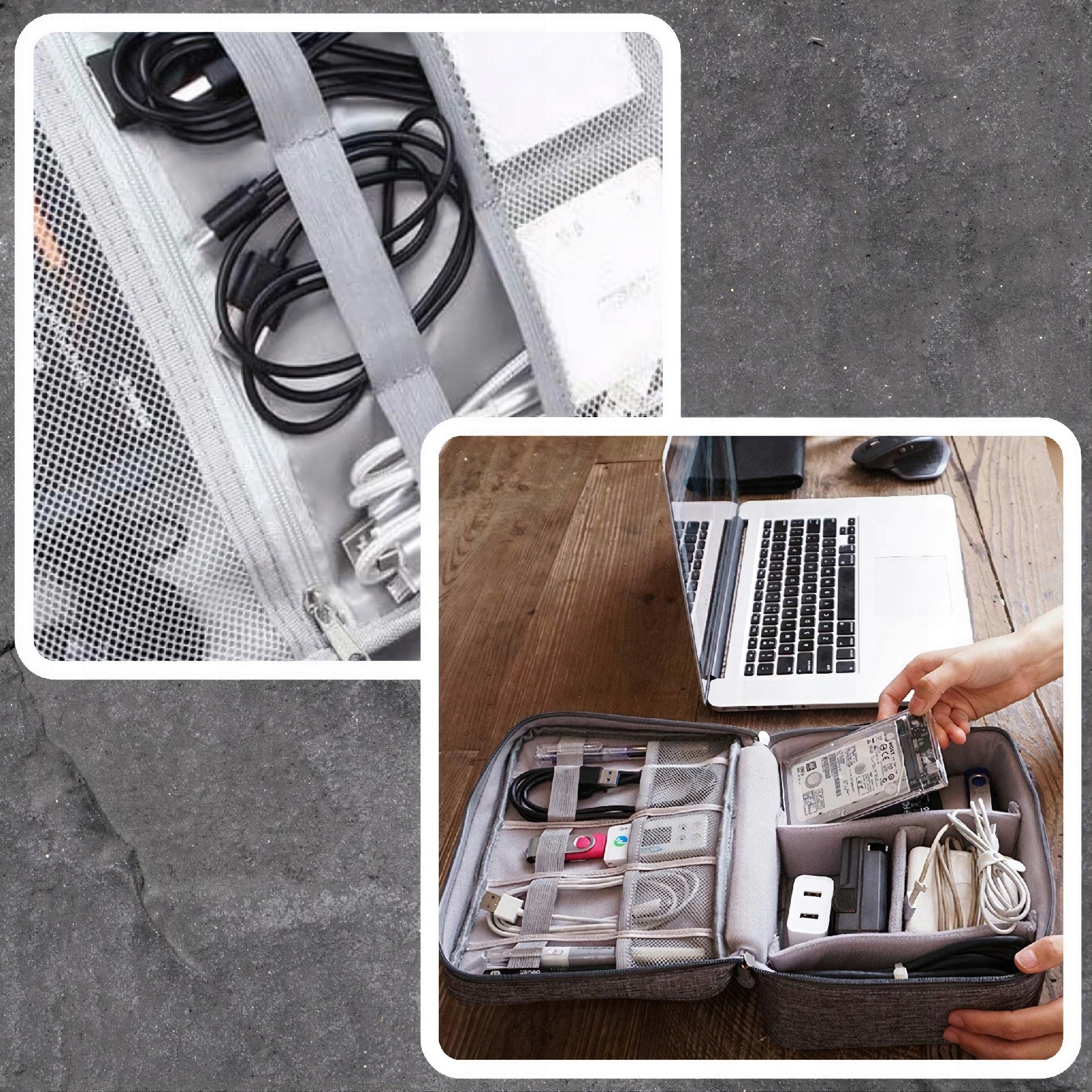 ORGANIZER PODRÓŻNY TORBA ETUI NA ŁADOWARKI KABLE Model a963c1a6-abe8