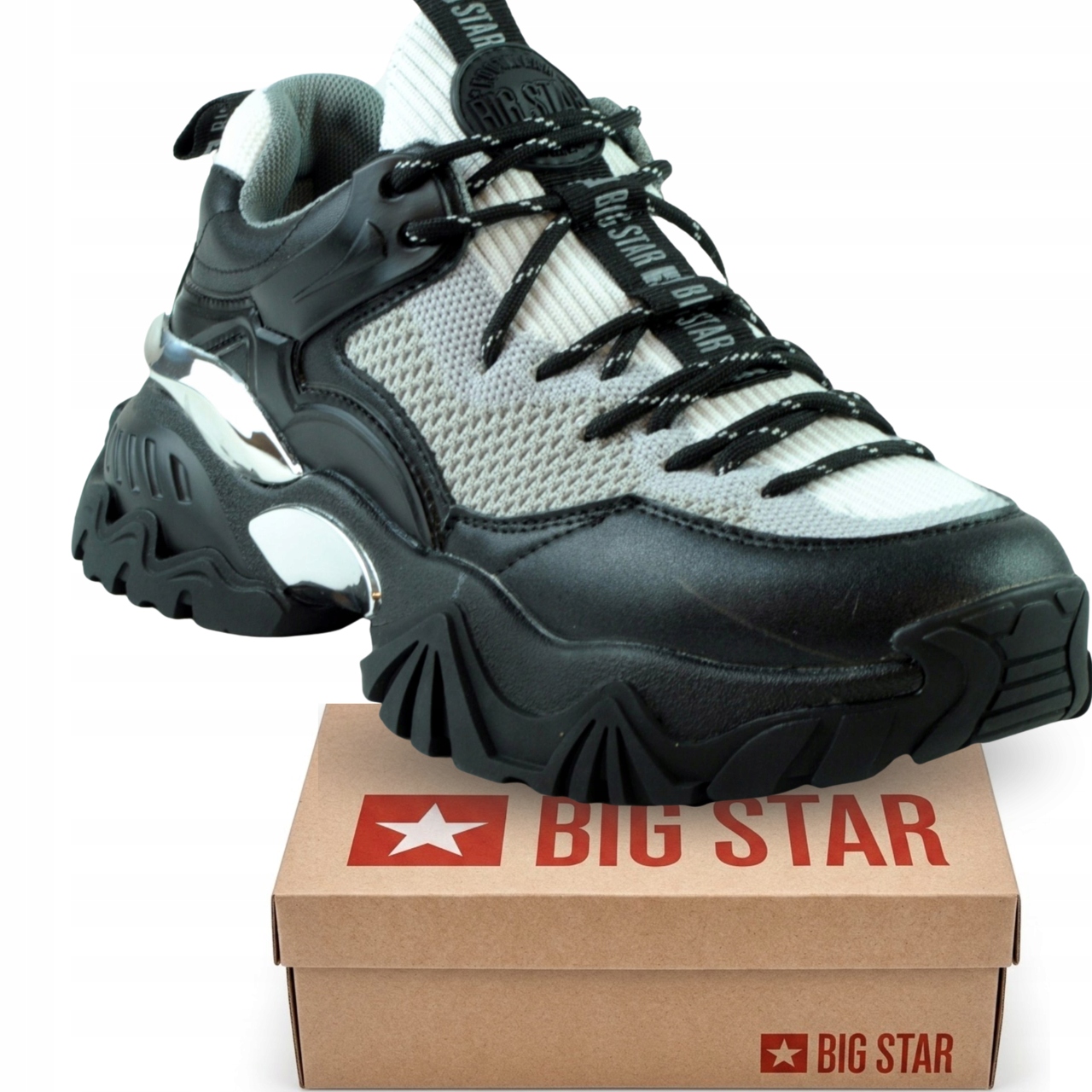 Dámské boty Big Star KK274053 černé a šedé sportovní tenisky Memory Foam