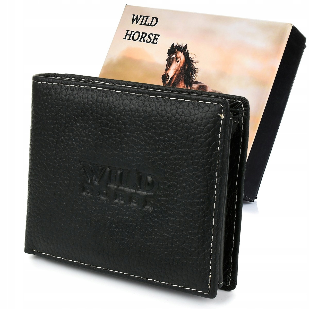 

Portfel skórzany męski Wild Horse duży czarny RFiD