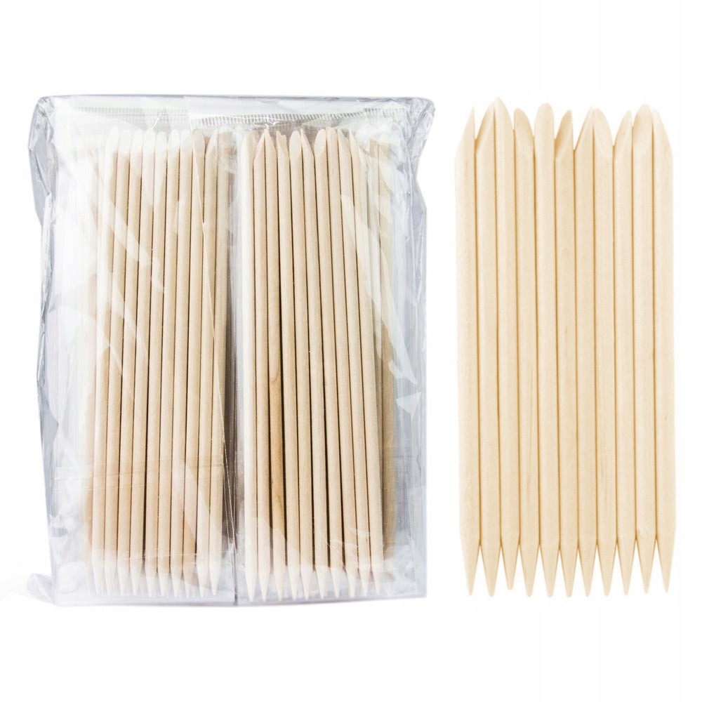 10x PATYCZKI DREWNIANE DO MANICURE PEDICURE 100szt