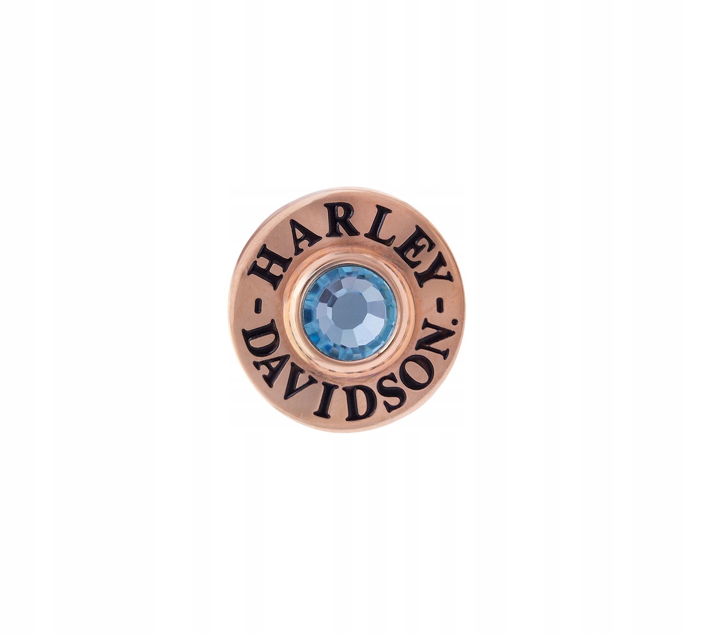 CHARMS HARLEY DAVIDSON ROSE GOLD ROUND BLUE STONE