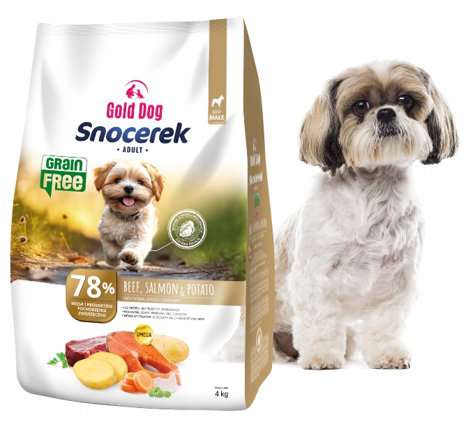 Levně Krmivo bez obilovin pro psy Shih tzu Gold Dog Snocerek 4 kg malé plemeno hovězí maso