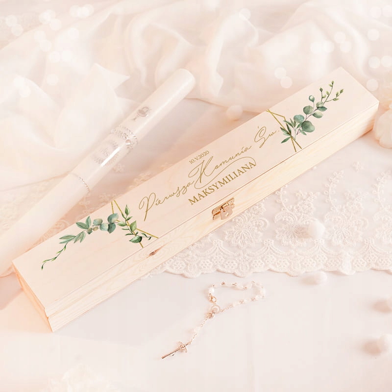 

Pudełko drewniane na gromnicę I Komunia Św. +imię