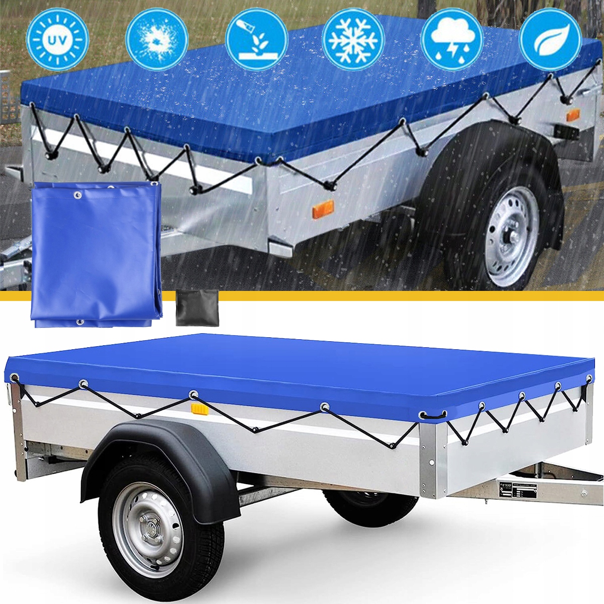 209X134X5 CM Plachta Na Přívěs Plochá Ochranná Plachta S Gumovým Stahovacím Páskem