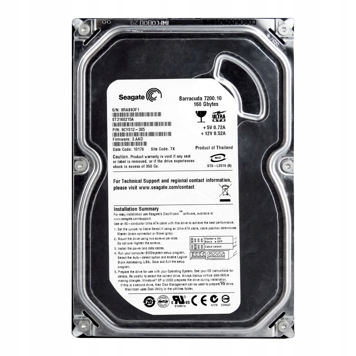 Seagate Barracuda 7200.10 160GB 7.2K 2MB Ata 3.5'' ST3160215A