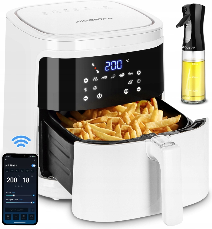 Frytkownica Beztłuszczowa 7L XL Air Fryer Wifi 1900W Frytownica Smart Biała
