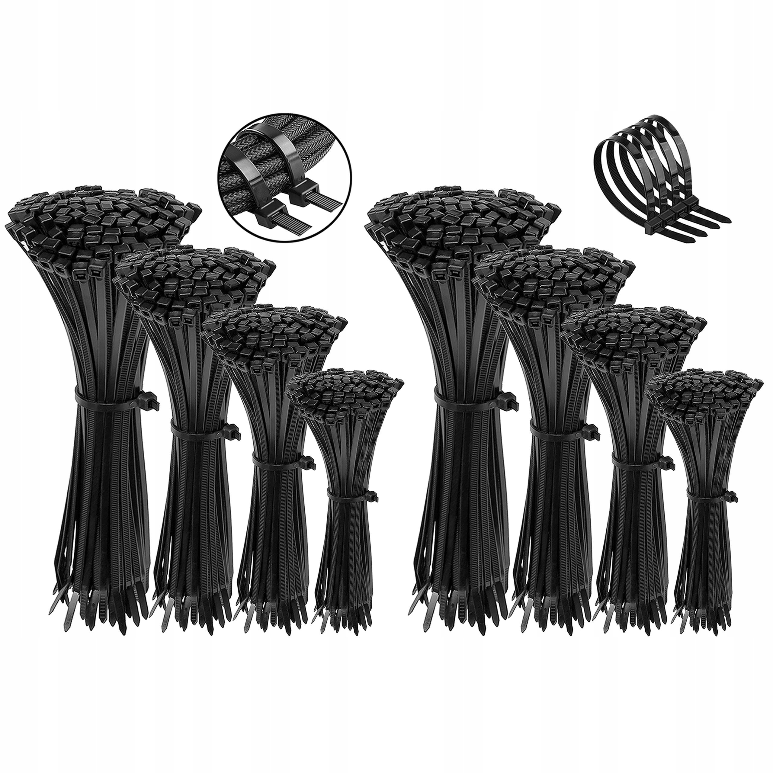 Stahovací pásky, černé stahovací pásky 4,8 mm 800 ks