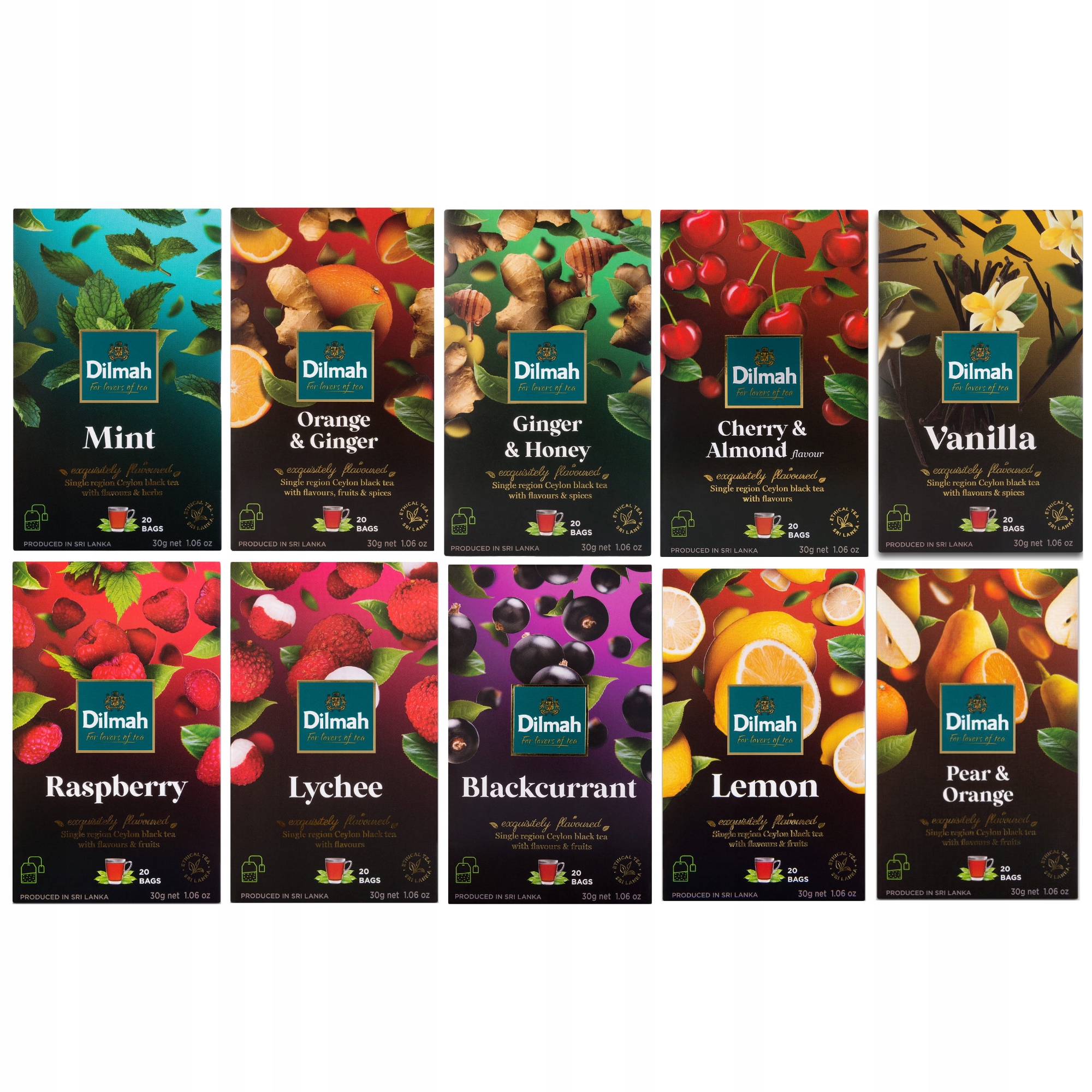 Zestaw Herbat 10 Smaków Herbata Dilmah Czarna Smakowa 200 Torebek
