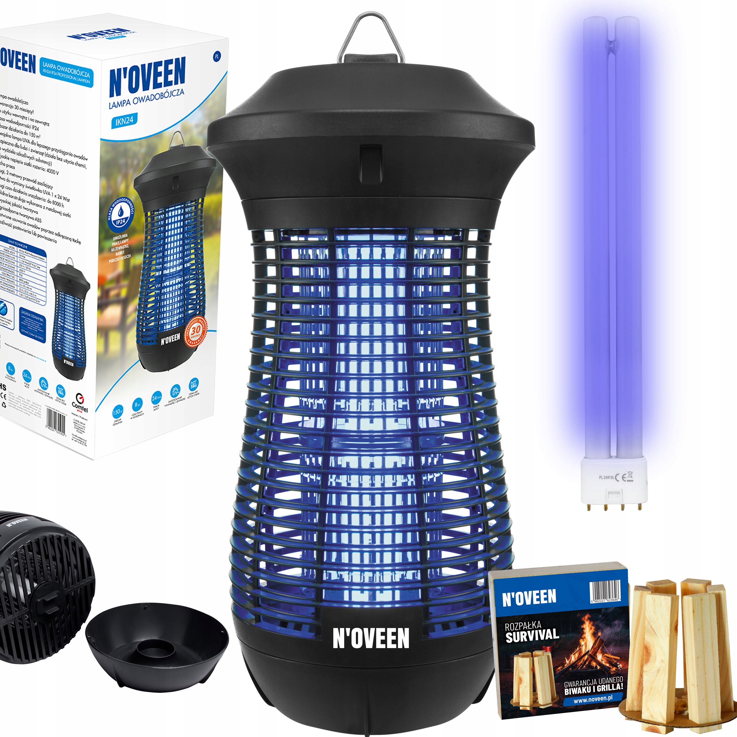 Lampa Owadobójcza Duży Lampion IKN24 150m2 Komary Zewnątrz/wewn Wodoodporna