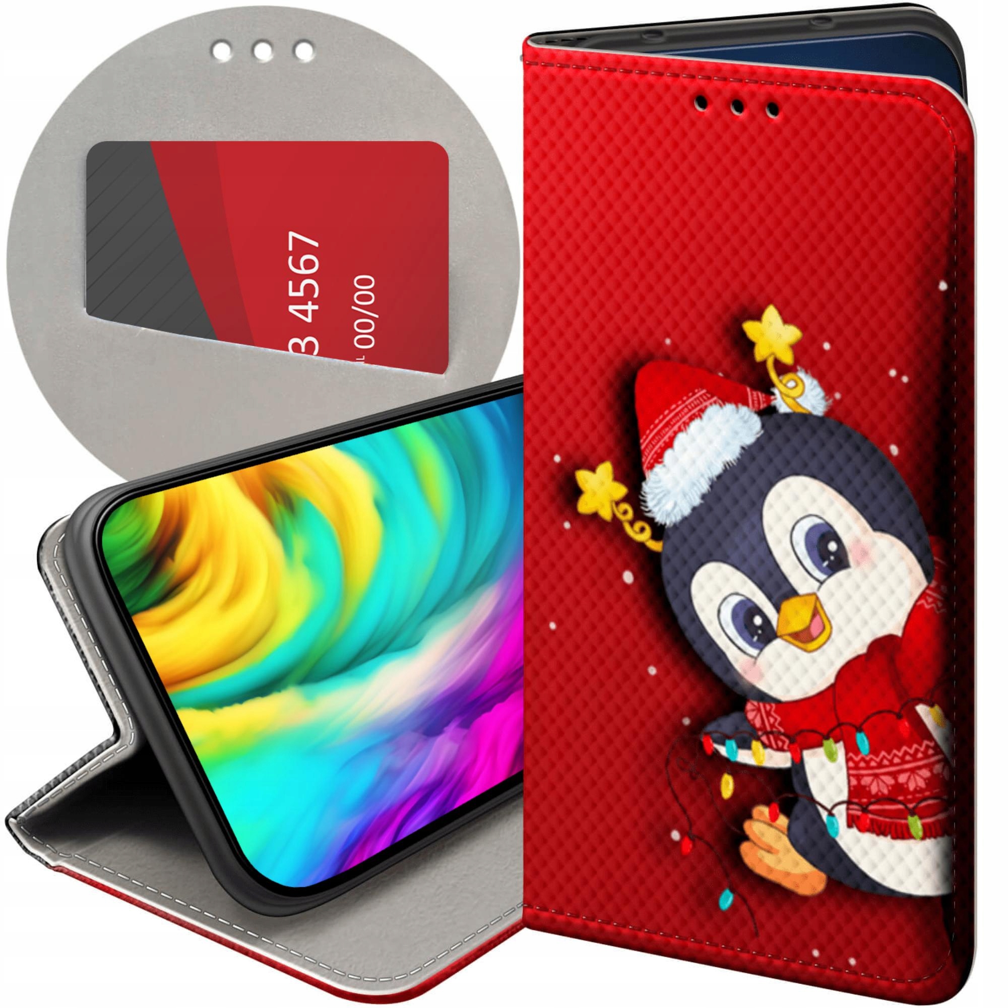 Etui Z Klapką Do Oppo RENO12 5G Święta Christmas Mikołaj Pingwin Case