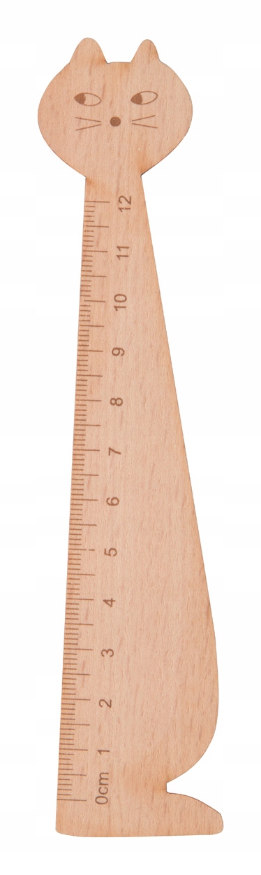 

Cienka lekka drewniana linijka kotek kot 12cm