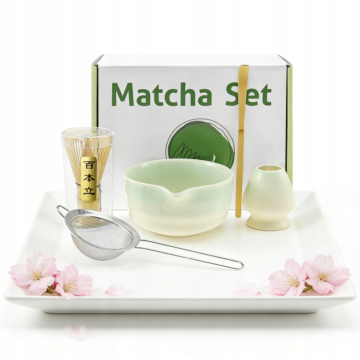 Dárková Sada Na Čaj Matcha Šálek Metla Podstavec Lžička