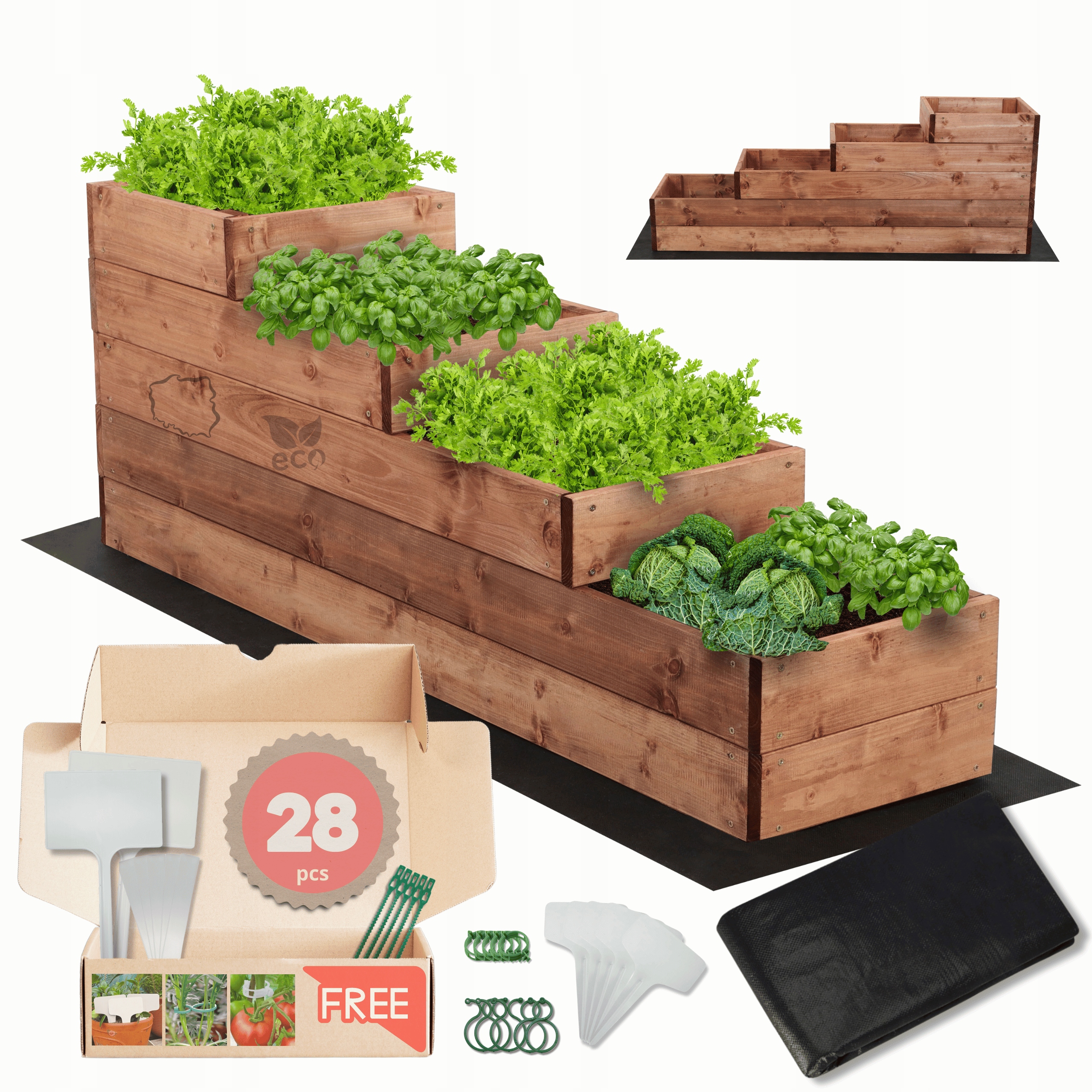 Zeleninový Záhon drevený kvetináč kaskádový záhon impregnát 45x30x120