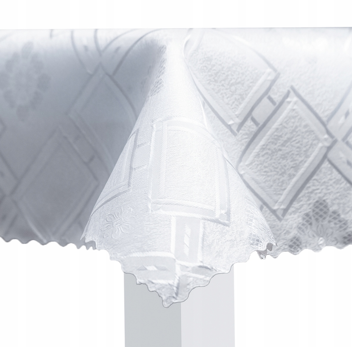 Biały obrus dwustronny plamoodporny żakardowy ze wzorem 110X180