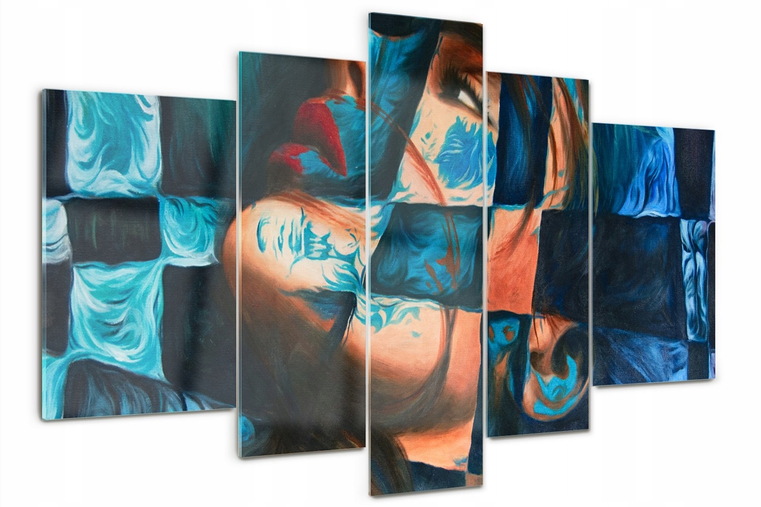 

Foto Obraz szklany tryptyk Kobieta abstrakcja