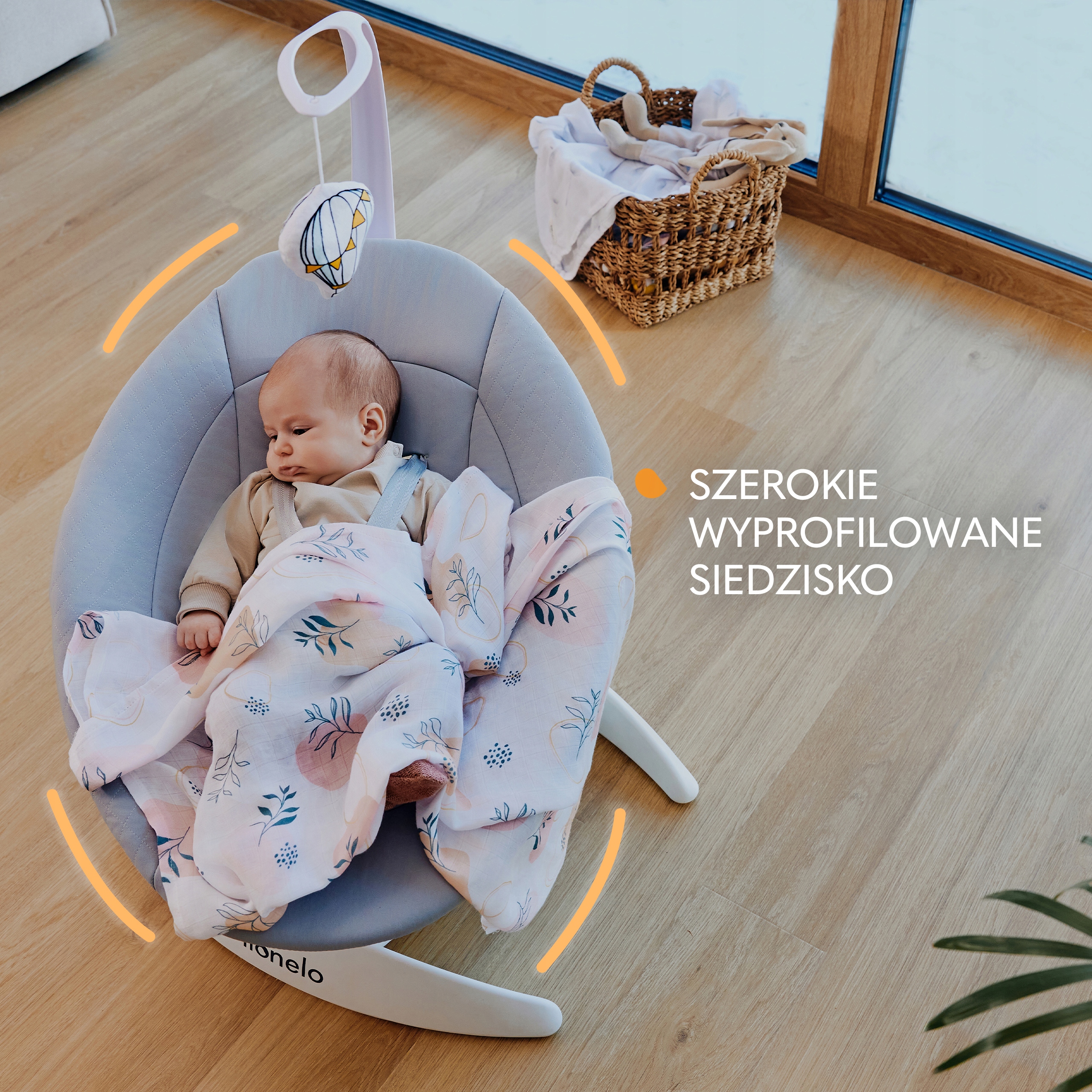 Bujaczek leżaczek elektryczny obrót 360°panel sterowania 0-9kg Lionelo Iris Waga dziecka 0 - 9 kg