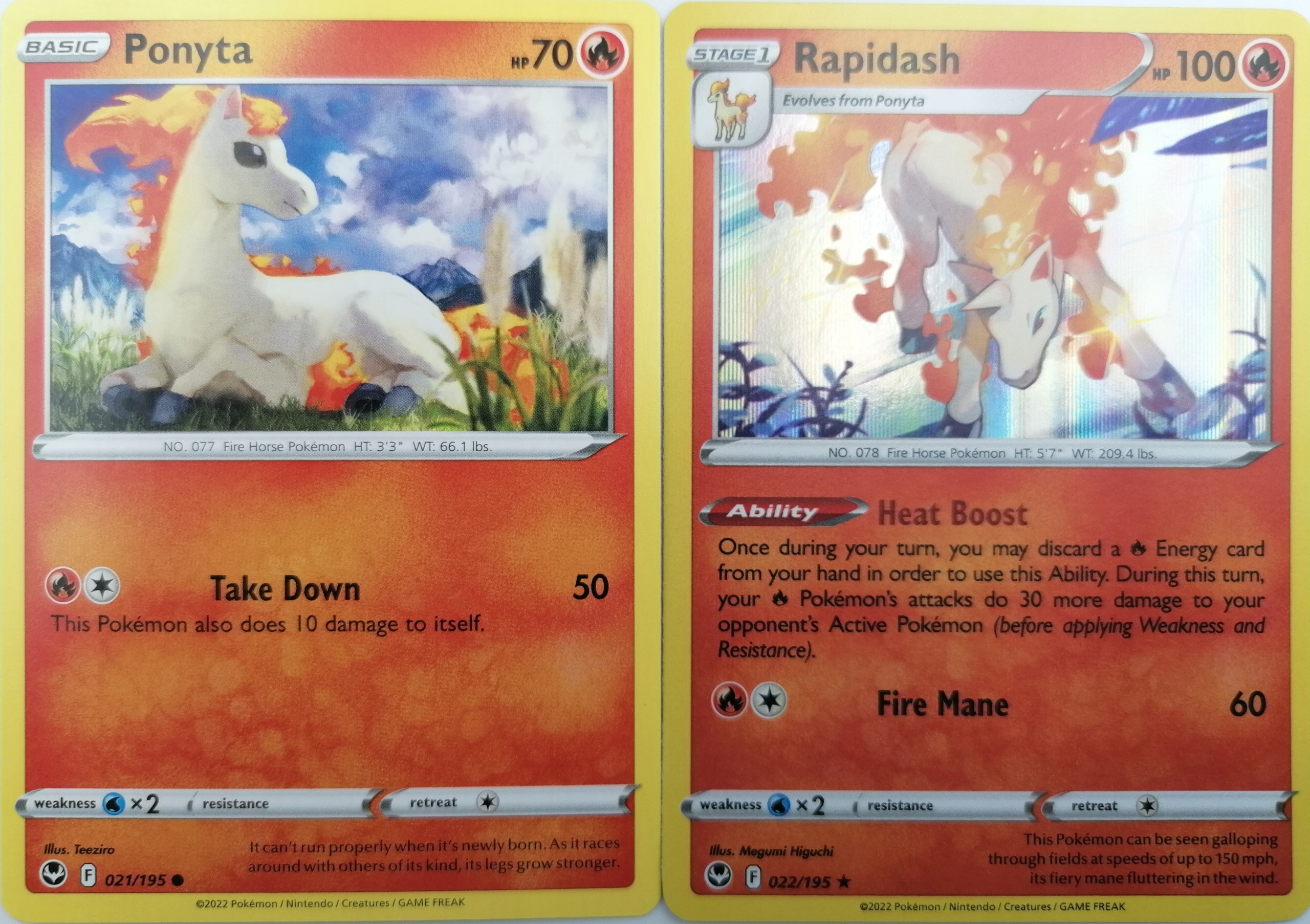 Sit Ponyta 21/195 Rapidash 22/195 Fire Oryginalne karty Pokemon