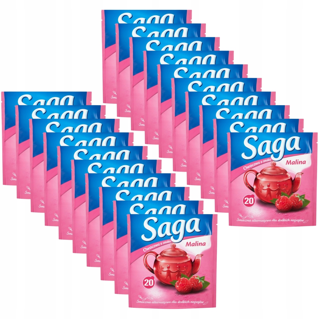 Levně Saga Ovocný čaj s příchutí maliny 34 g (20 sáčků) x 20 kusů