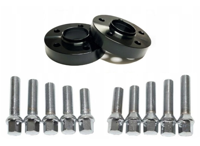 Černé distanční prvky Audi A4B8A5A6 5x112 66.5 25 mm šrouby