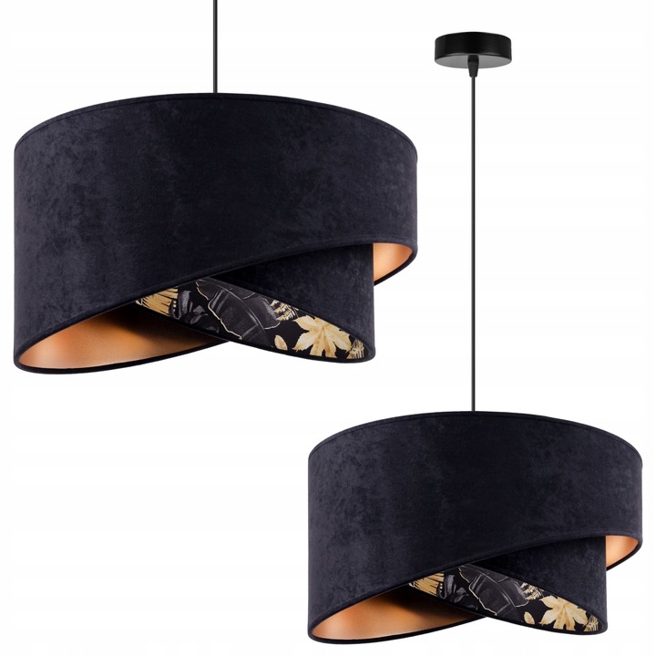 Elegantní závěsná lampa s motivem listů tropické jungly Mediolan černá