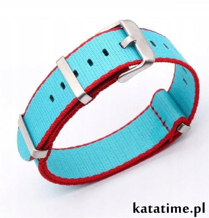 PASEK NATO 20 mm do zegarka nylonowy wodoodporny błękitny turkusowy SUPER!