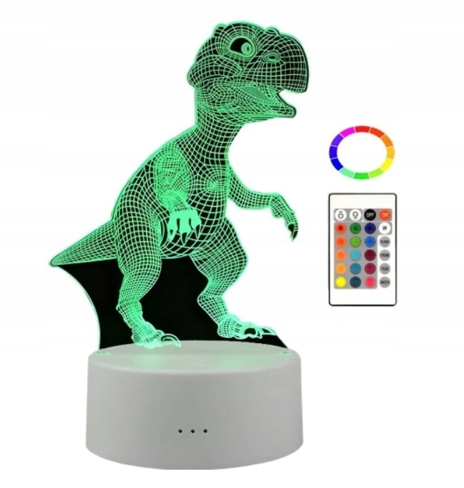 3D DINOZAUR LAMPKA NOCNA USB/BATERIE 16 kolorów LED + PILOT EAN (GTIN) 8034025625612