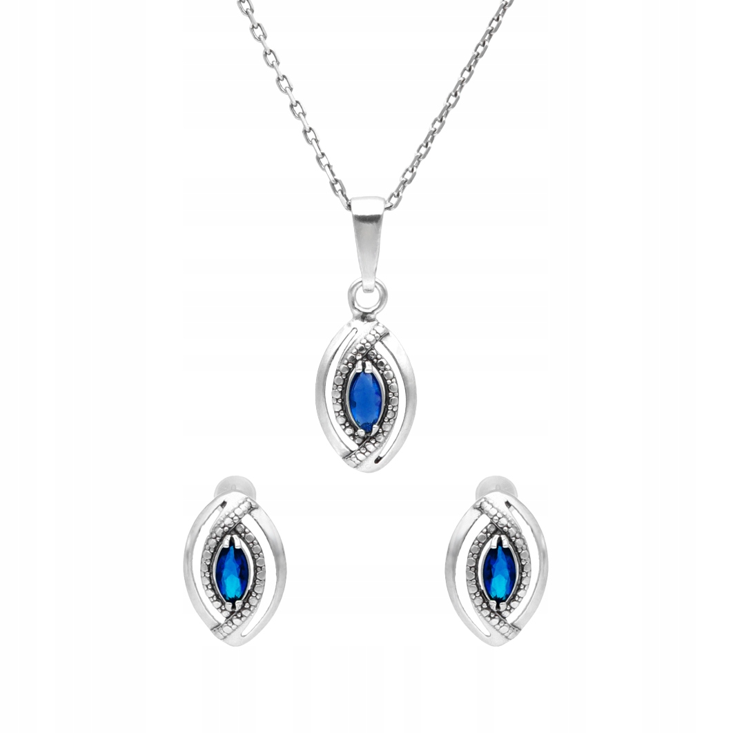 Sada slziček se safírovými zirkony stříbro