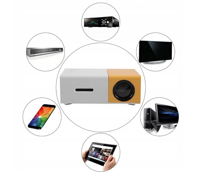 PRZENOŚNY MINI RZUTNIK PROJEKTOR LED FULL HD DO TELEFONU LAPTOPA TABLETA Jasność lampy (ANSI) 600 lm