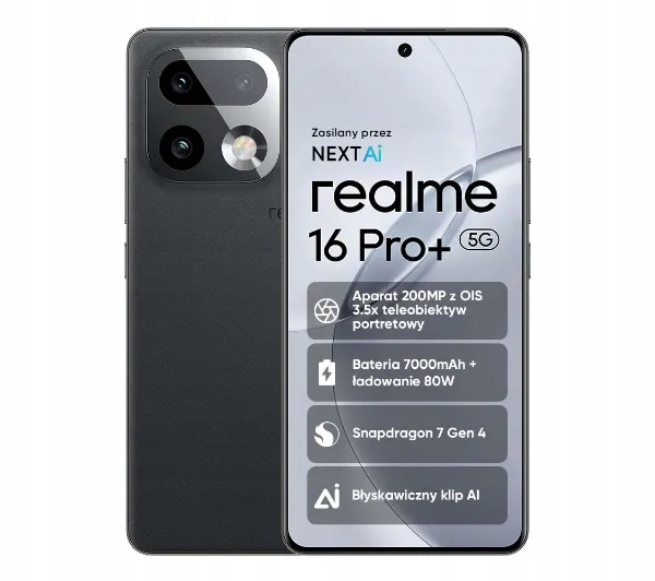 Chytrý telefon realme 16 Pro+ 5G 8 Gb 256 Gb Amoled Ois Master Grey