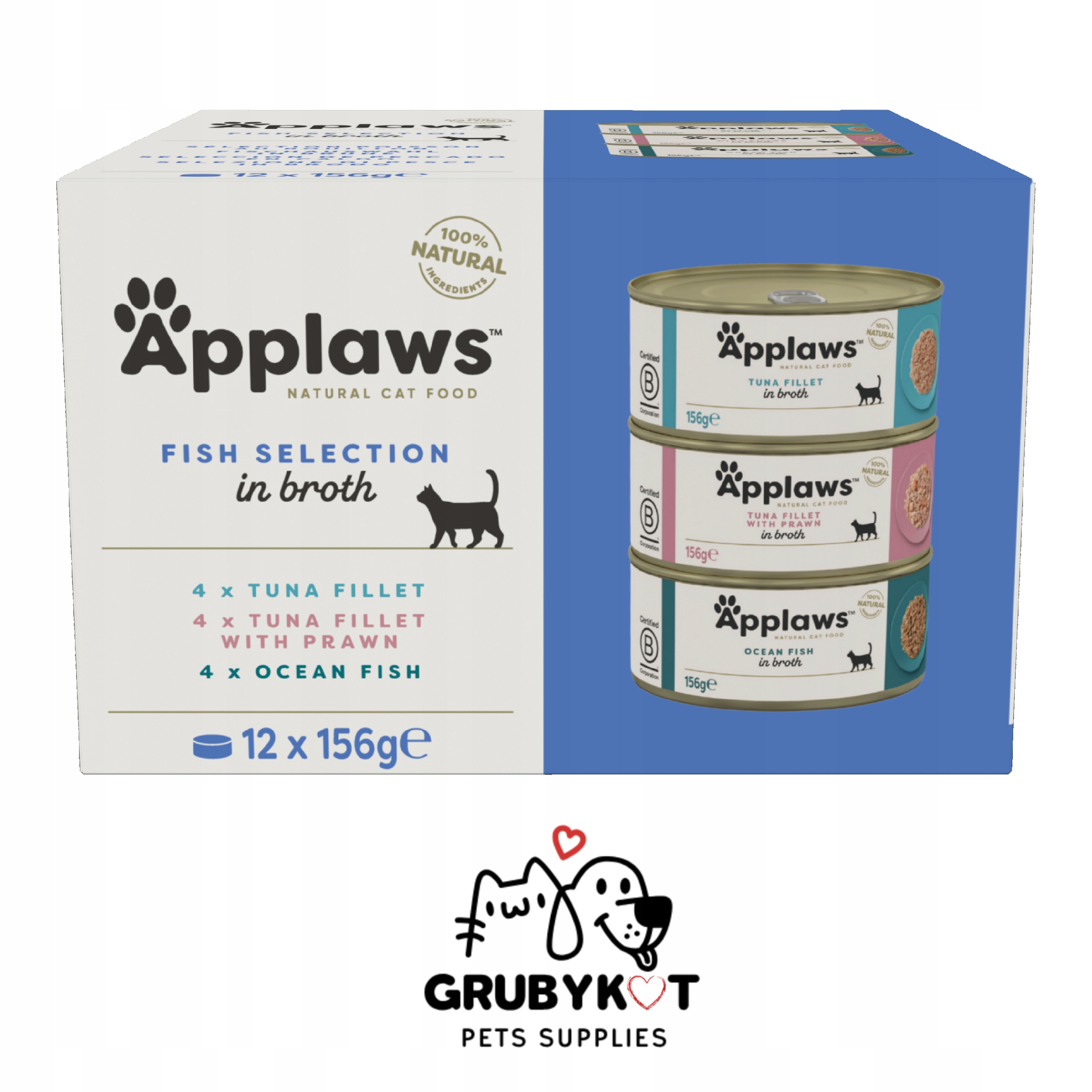 Karma mokra dla kota Applaws Mix smaków Tuńczyk w bulionie puszka 12x156g