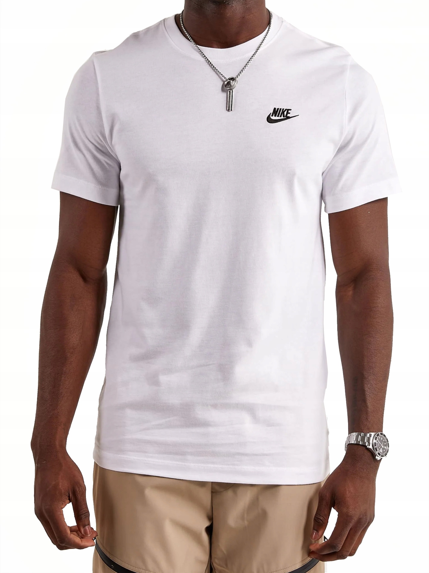 Tričko pánské Nike AR4997-101 bavlněné bílé sportovní tričko basic 2XL