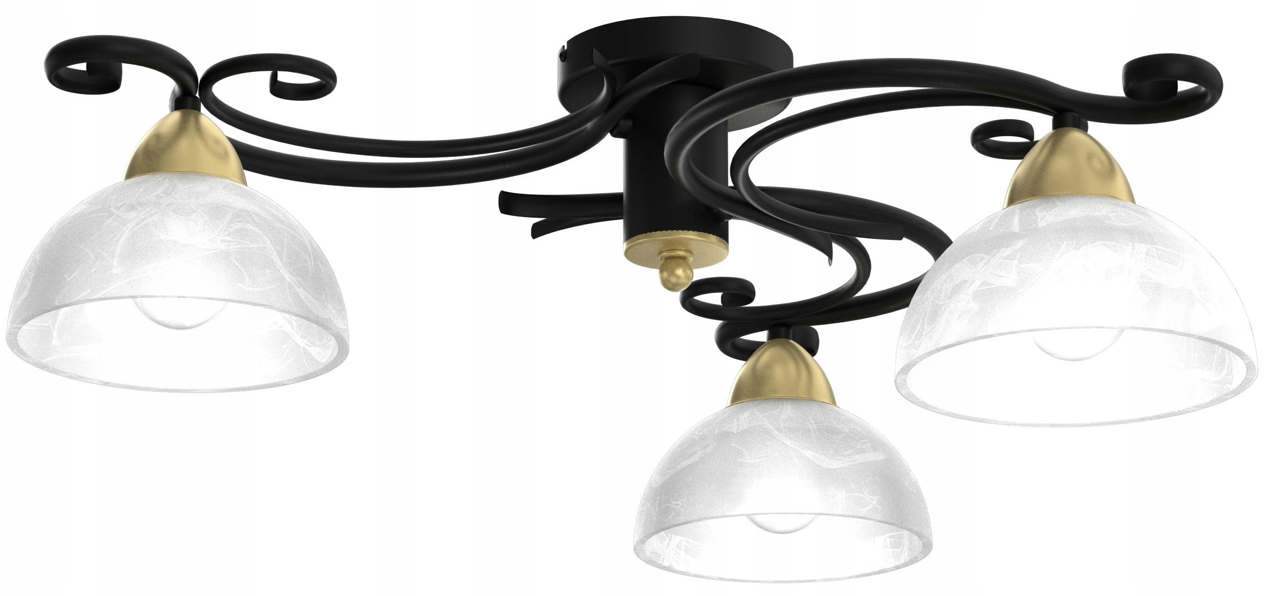 Stropná lampa Aurora čierna zlatá, klasický luster, elegantná do obývačky