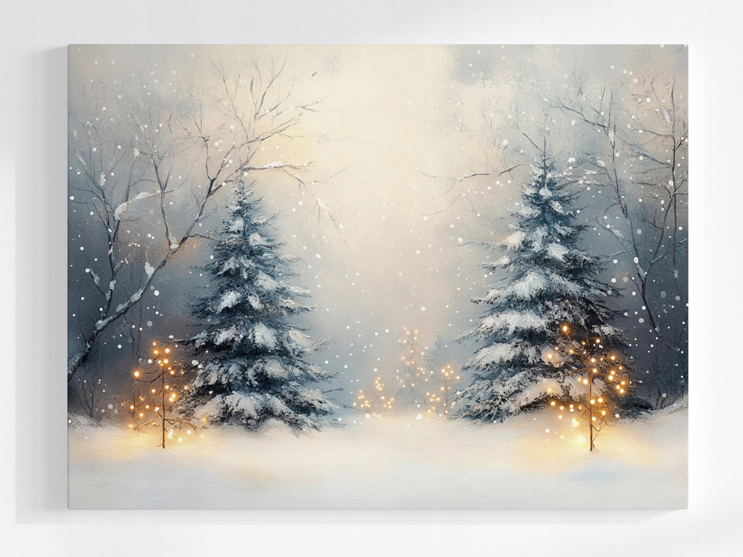 Obraz Na Plátně Canvas Zahrada Les Stromy Smrkové Vánoční Stromky Světýlka 100x75